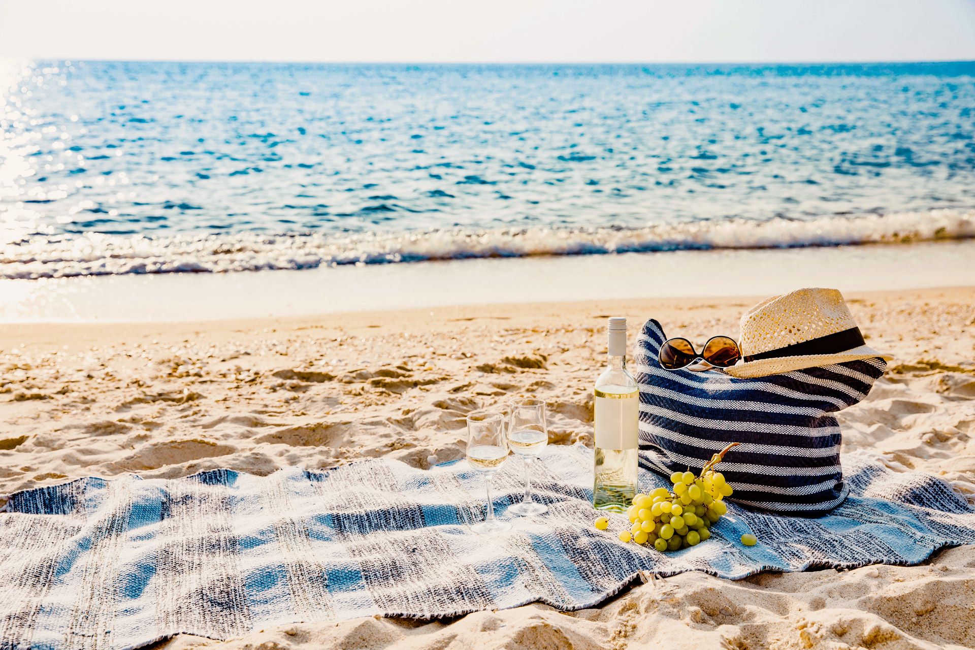 beach blanket on beach in the bahamas