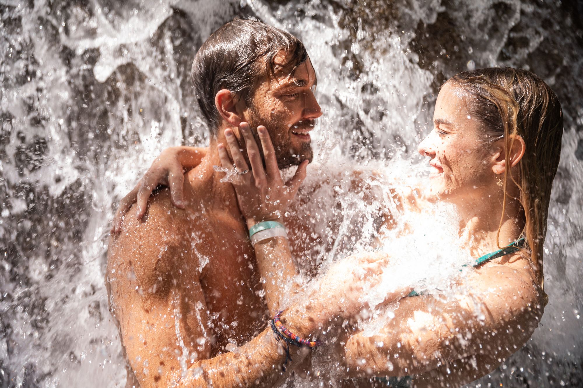 Couple bathing in waterfall_Dunn's River Falls