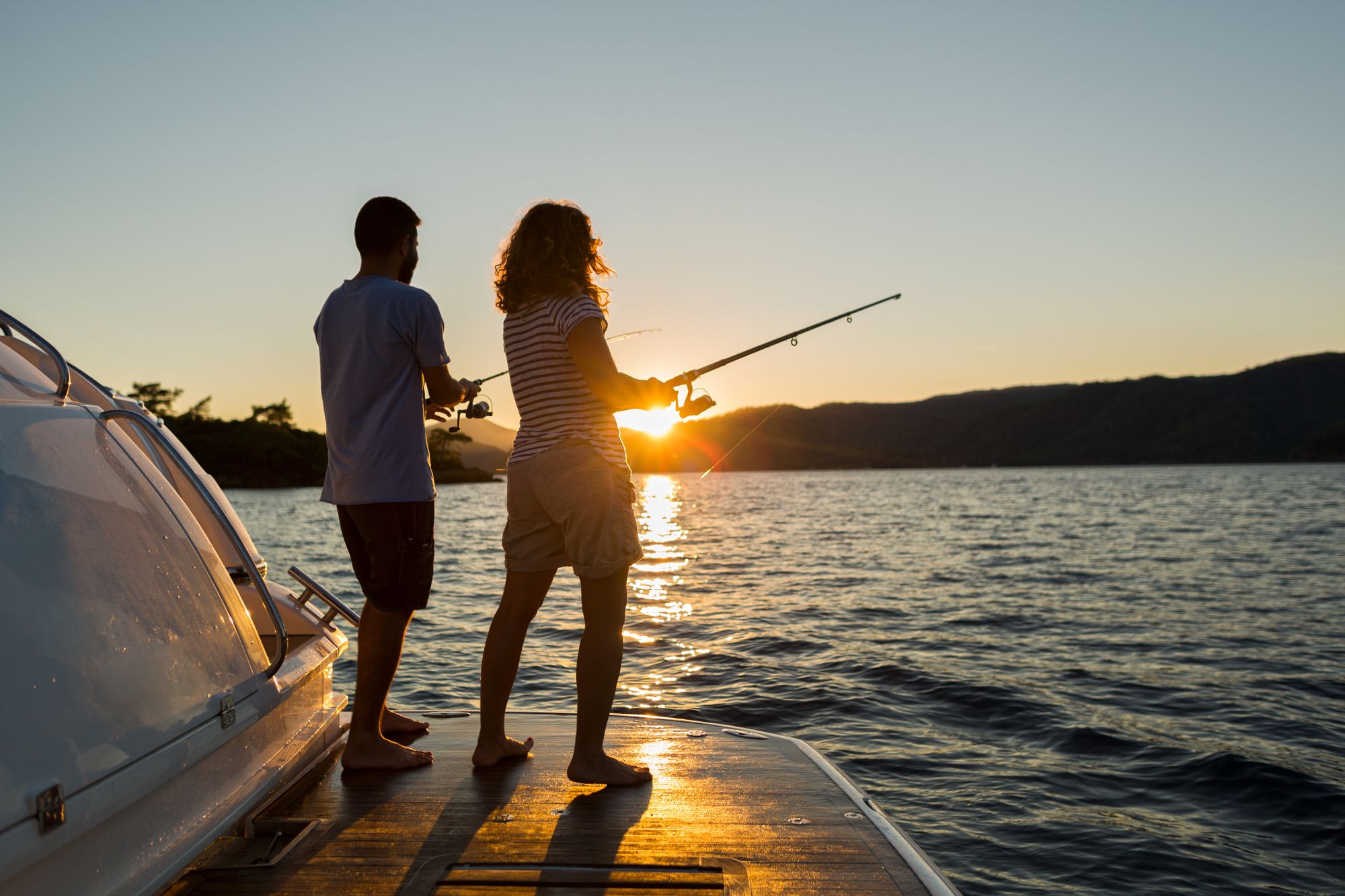 Couple fishing in the Caribbean