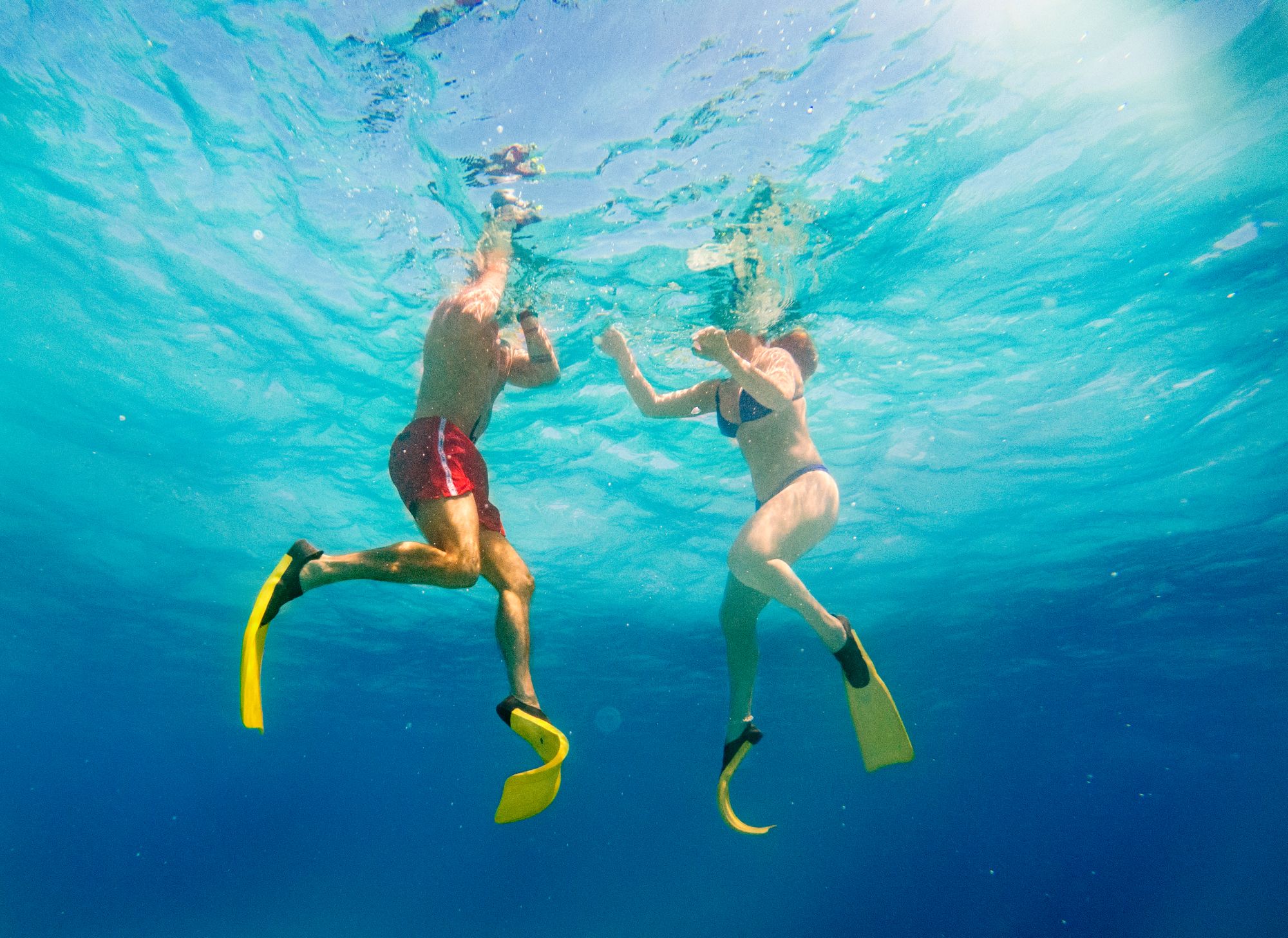 couple snorkeling in Caribbean