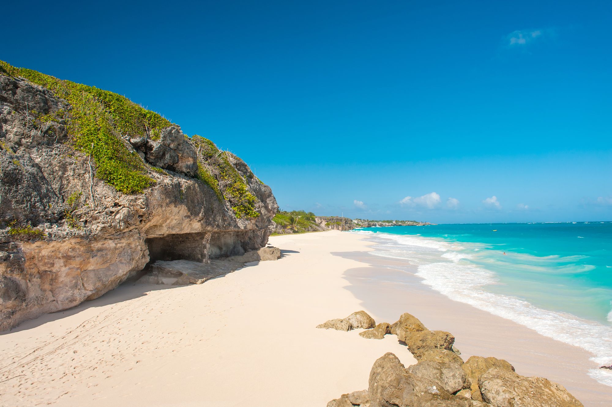 Crane Beach pink sand and turquoise water in Barbados