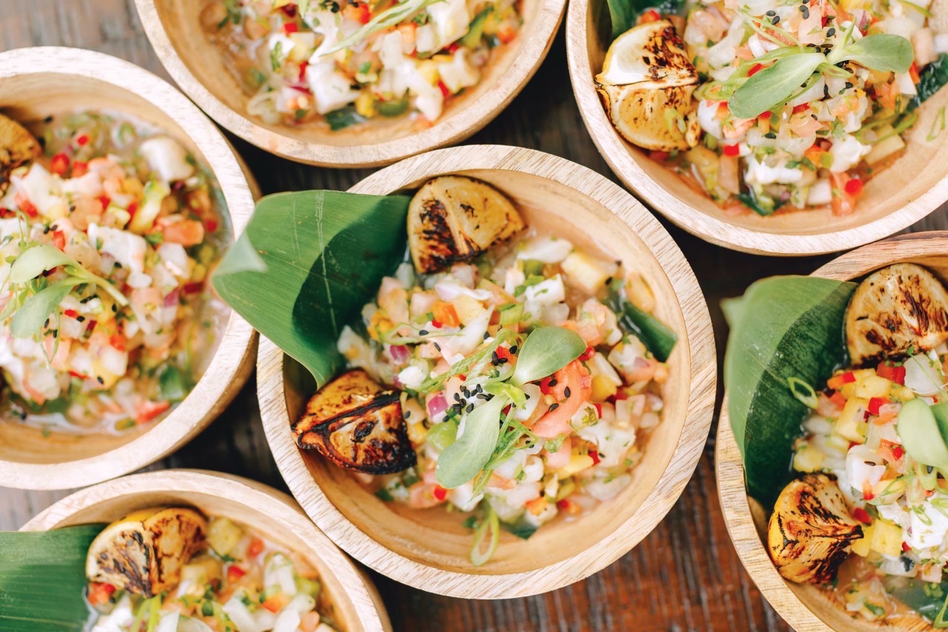 Fresh conch salad prepared at Arawak Cay fish fry in Nassau Bahamas
