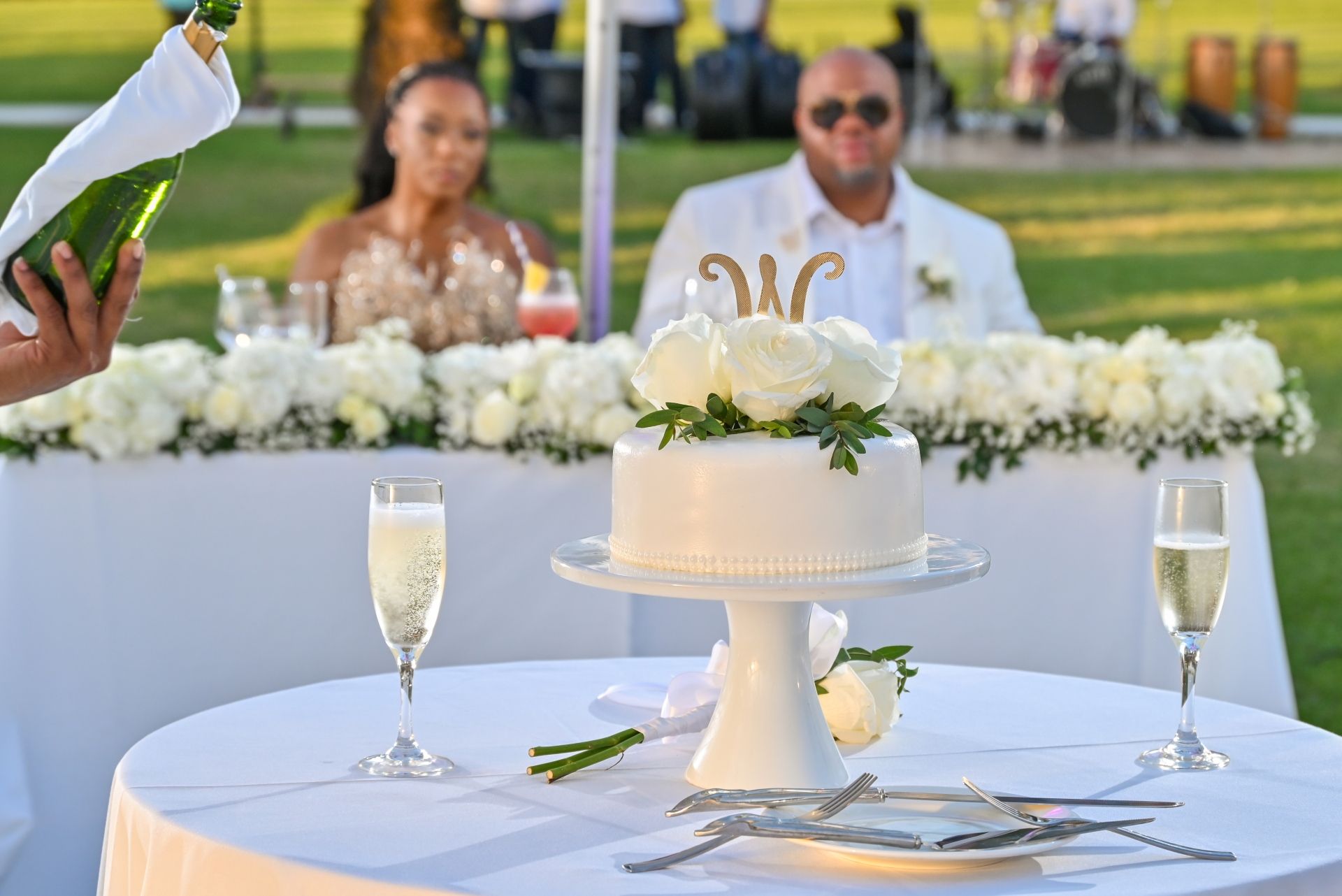 vow-renewal-cake-champagne-toast-sandals